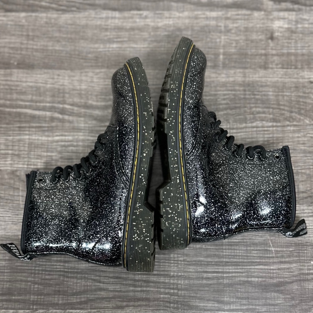Dr. Martens Kid's Collection 1460 Lace Up Black Glitter Boots [S7559]